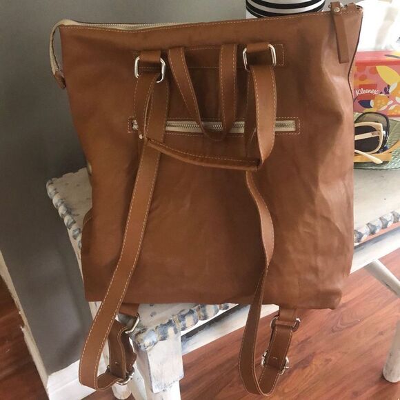 Antonio Cristano Italy tan leather nap sack backpack - Picture 1 of 7